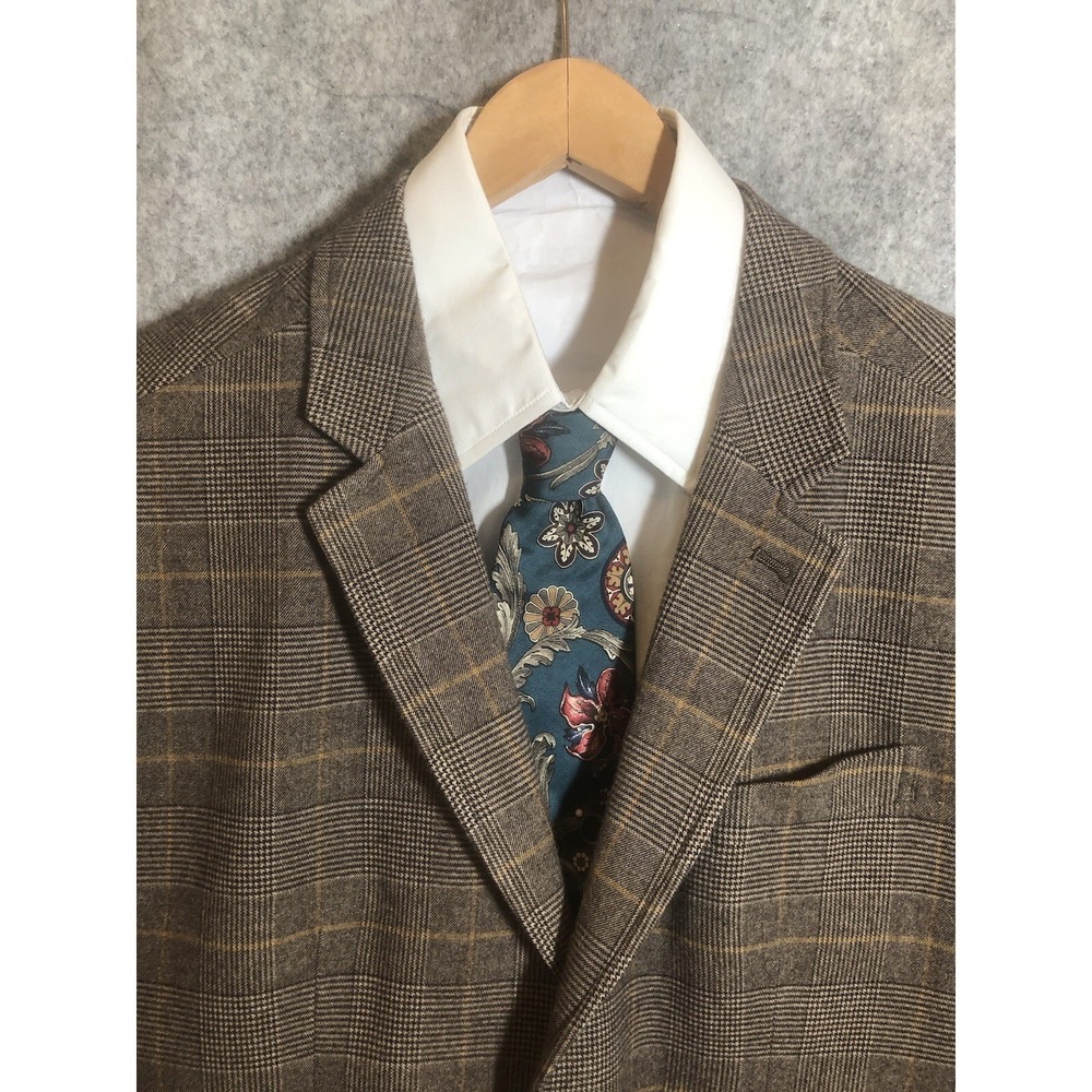 Jachs Tailoring Blazer 46R Brown Plaid Fabric Suit Coat Jacket Business Casual
